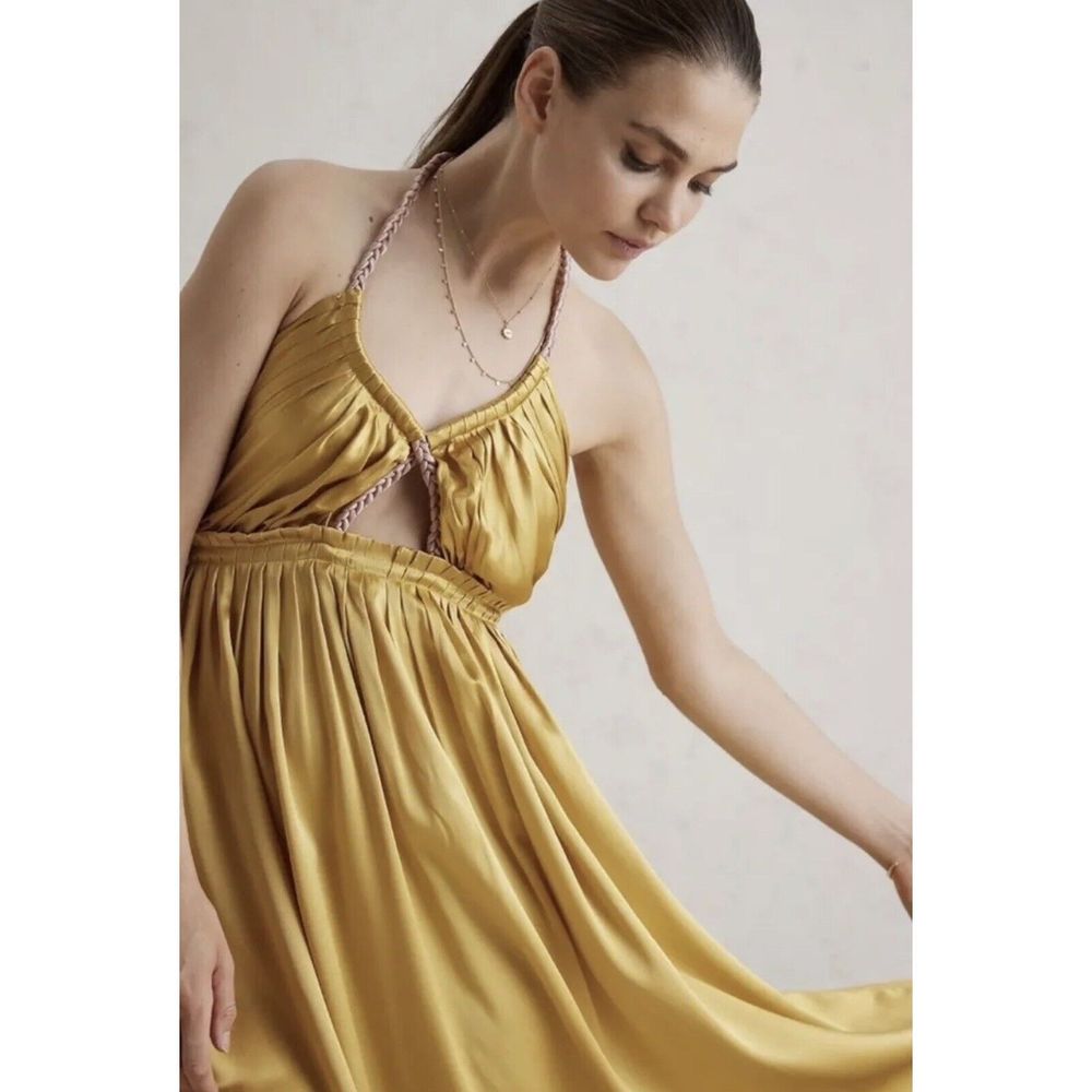 NEW Anthropologie Silk Colorblocked Maxi Dress Size 6 - Picture 4 of 10